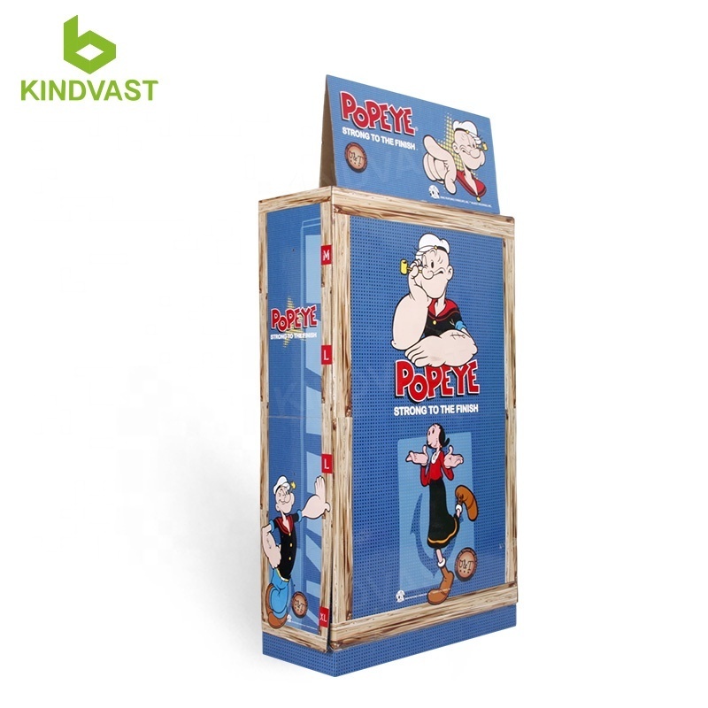 pop up corrugated cardboard floor standing display retail display racks clothes hat stand display