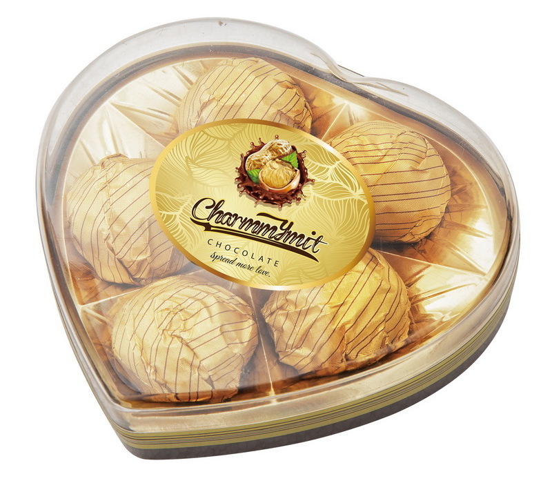 Celebration confectionery heart box round shape high quality chocolate wholesale china origin 62 grams