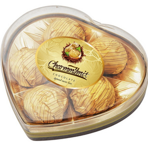 Celebration confectionery heart box round shape high quality chocolate wholesale china origin 62 grams