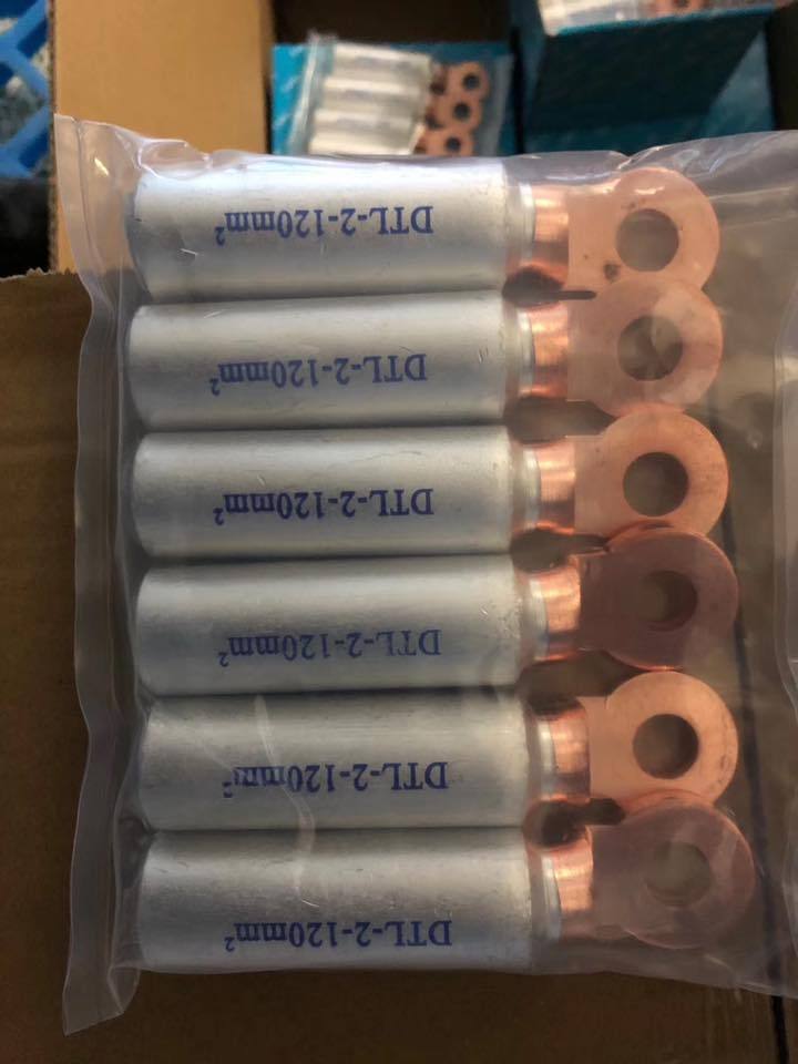 Copper Aluminium Bimetallic Cable Crimps Lugs Connector DTL-2 50mm Silver Terminal Lug Copper Color Two Holes Bimetal Cable Lug