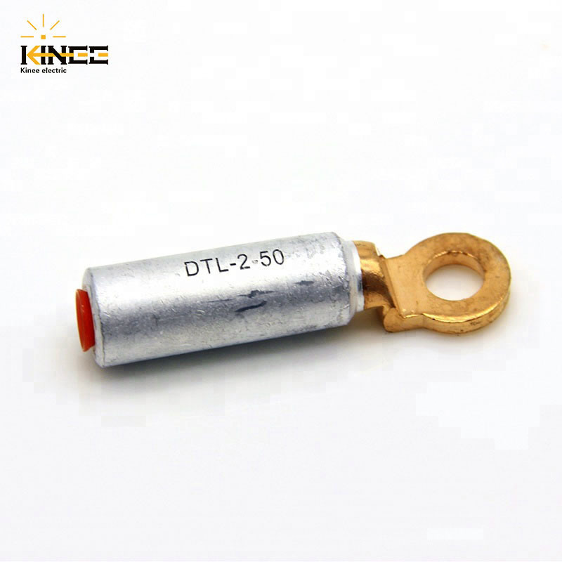 Copper Aluminium Bimetallic Cable Crimps Lugs Connector DTL-2 50mm Silver Terminal Lug Copper Color Two Holes Bimetal Cable Lug