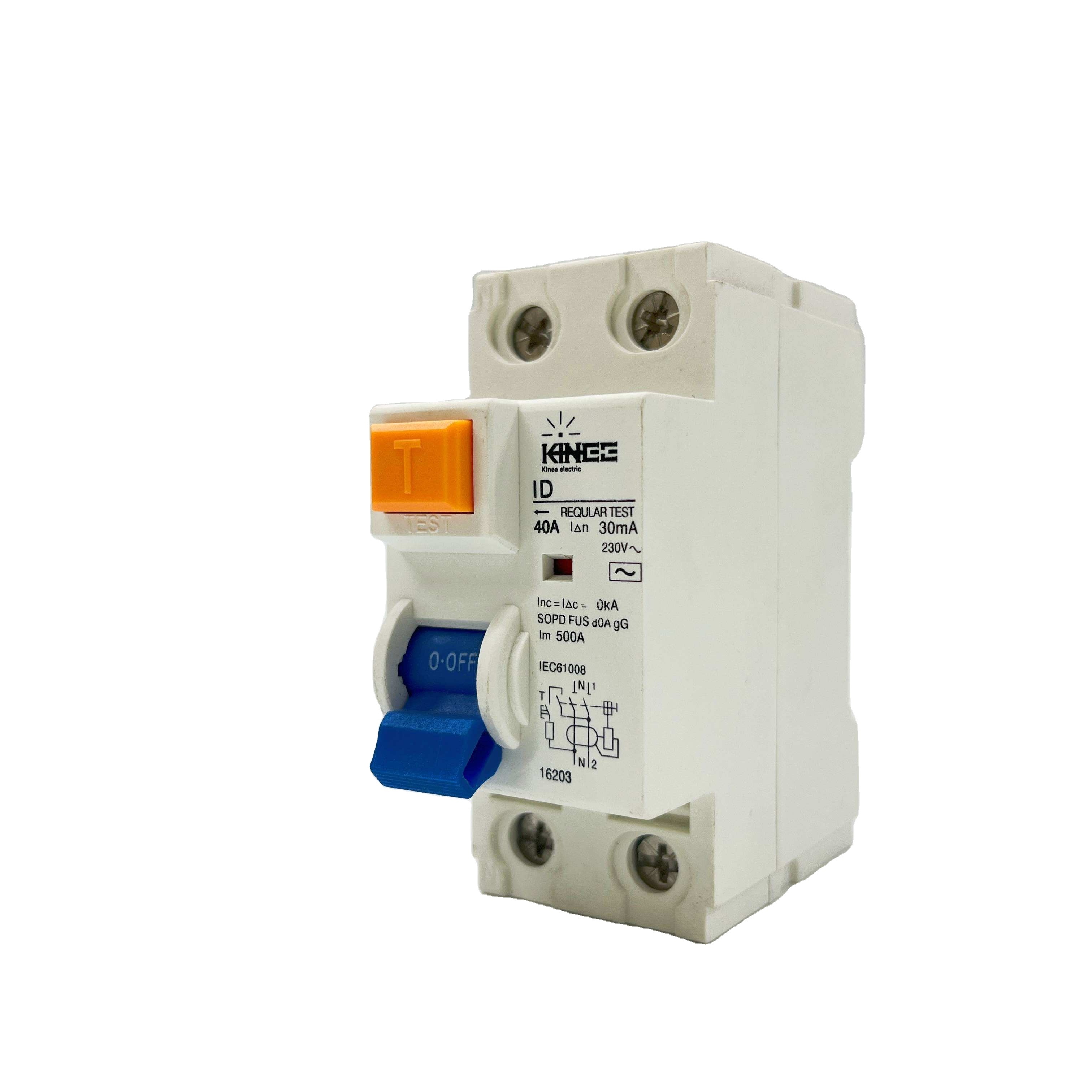 Good quality New type 2 pole Rcd Breaker Electromagnetic RCCB MCB 6A -125A Magnetic Leakage Current Circuit Breakers