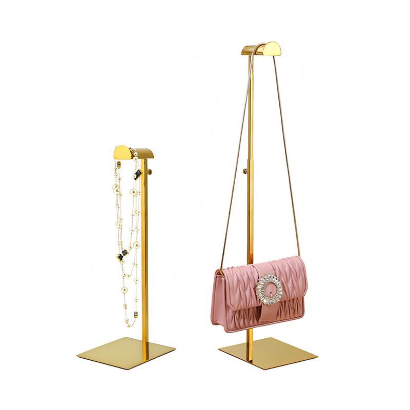 Handbag Store Wholesale Adjustable Gold Stainless Steel Countertop Bag Hanger Tabletop Tote Bag Display Stand