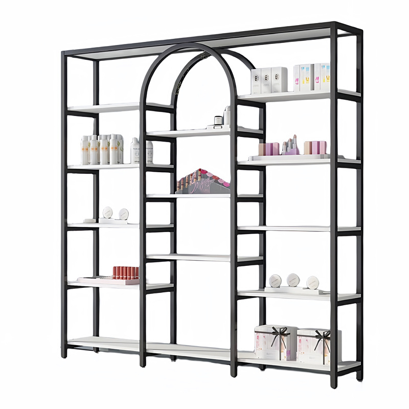 Customized C Beauty Shop Store Cosmetic Rack metal frame Shopping Mall Makeup Display Wall Shelf