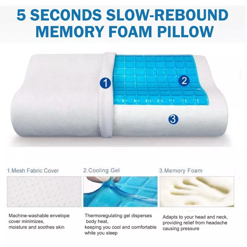 Memory Foam Bed Cervical Orthopedic Neck Rest Cooling Gel Memory Foam Pillow Orthopedic Coccyx Sciatica Surgery Recovery Pillow