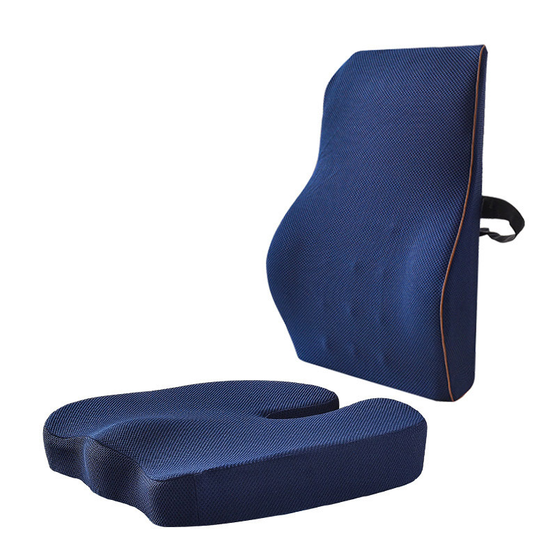 Office Home Memory Foam Lumbar Cushion& Seat Cushion Set Ergonomic Design Back Support Pillow Waist Lumbar Cushion