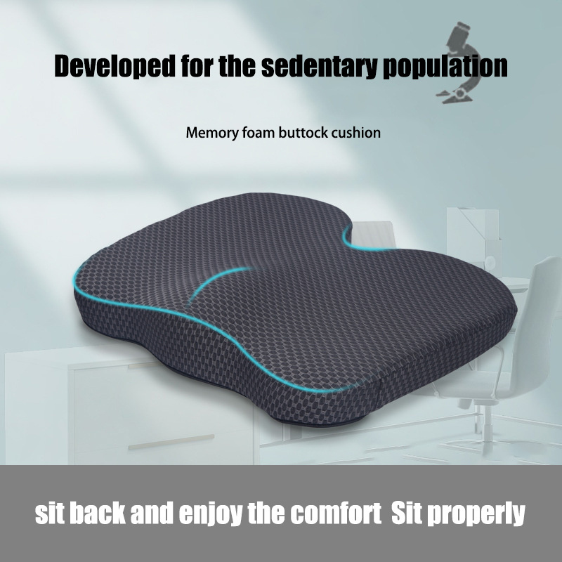 Ergonomic Pressure Relief Breathable Coccyx Memory Foam Office Chair Seat Cushion Soft Comfortable Butt Car Seat Cushion