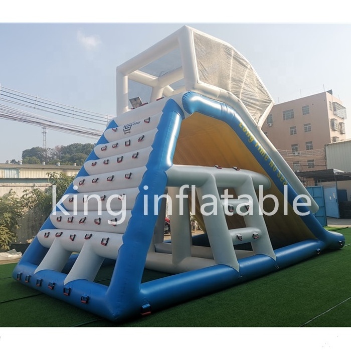 Giant inflatable Floating water slide inflatable jungle gym aqua pool island slide