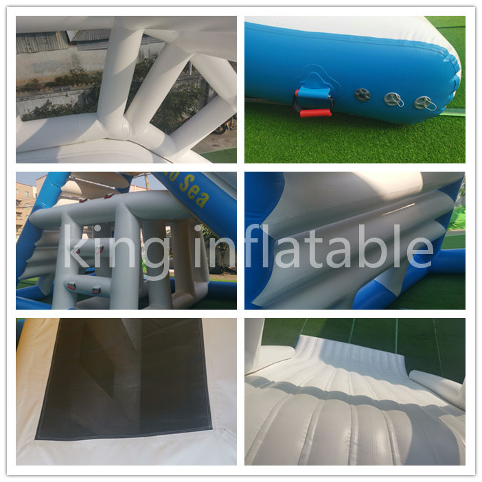 Giant inflatable Floating water slide inflatable jungle gym aqua pool island slide