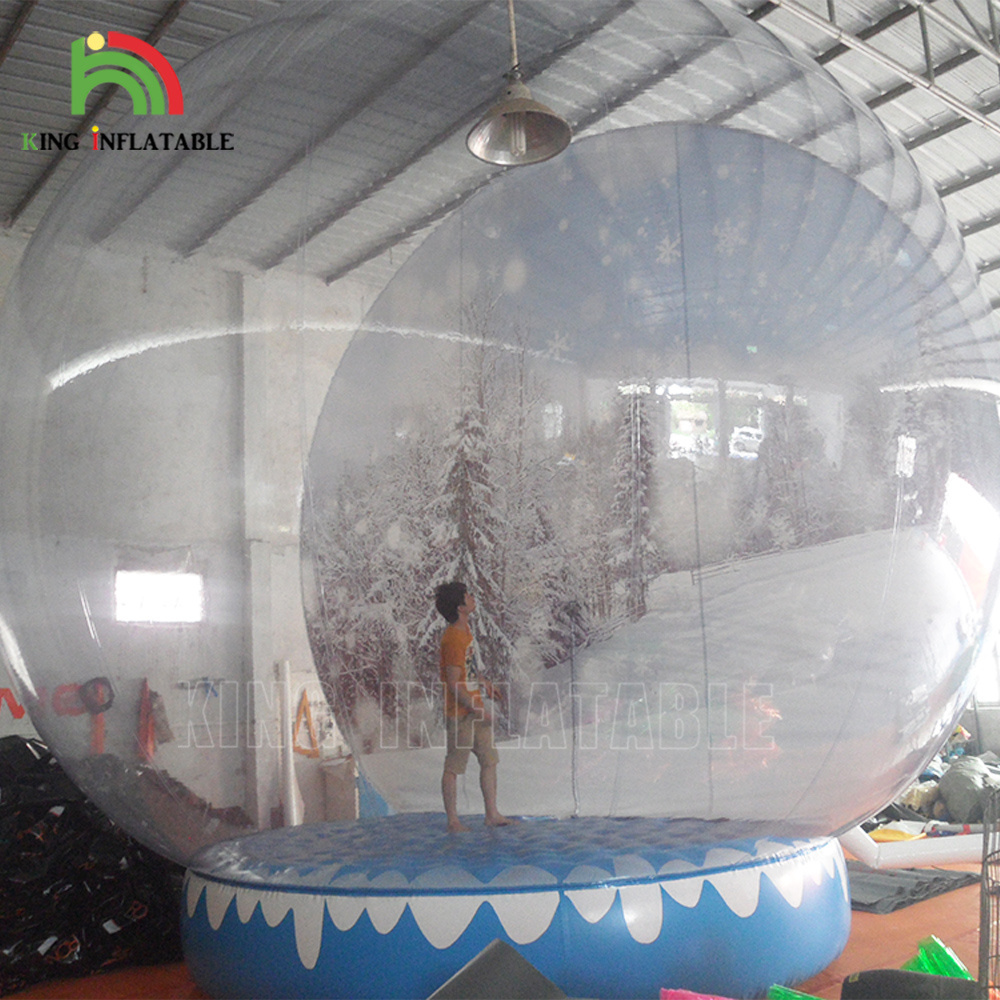 Inflatable Christmas Snow Globe Commercial Outdoor Advertising Attractive Red Bubble Inflatable Photo Booth Snowball Decoration