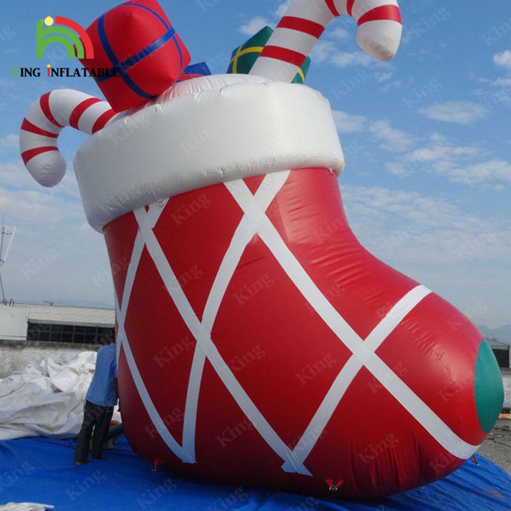 Christmas Inflatable Giant Socks Outdoor Commercial Red Inflatables Christmas Decorations