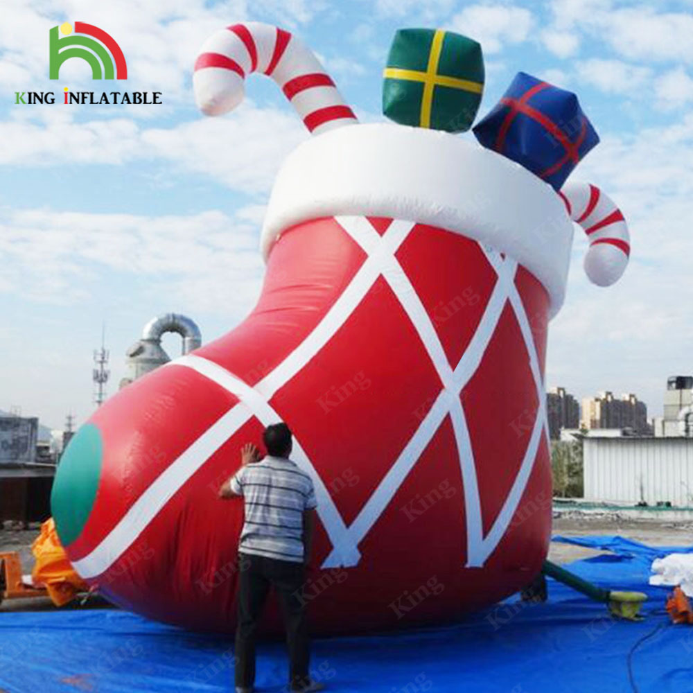 Christmas Inflatable Giant Socks Outdoor Commercial Red Inflatables Christmas Decorations