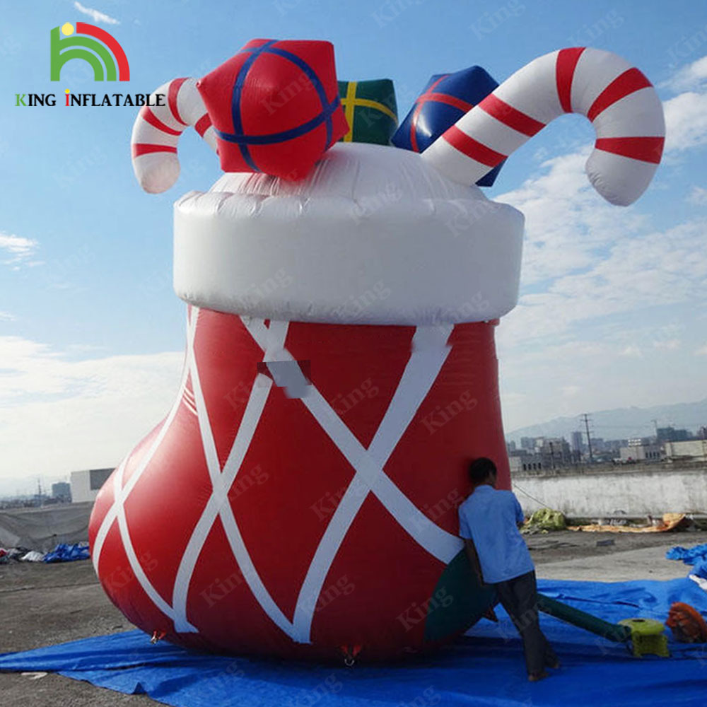 Christmas Inflatable Giant Socks Outdoor Commercial Red Inflatables Christmas Decorations