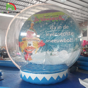 Inflatable Christmas Snow Globe Commercial Outdoor Advertising Attractive Red Bubble Inflatable Photo Booth Snowball Decoration