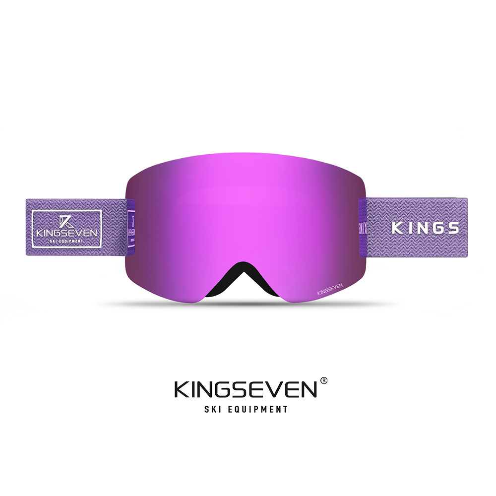 KINGSEVEN Brand Newest Ski Glasses UV400 Protection Sport Snow Board Eyewear Anti Fog Skiing Goggles Strap Magnetic Lens 9802