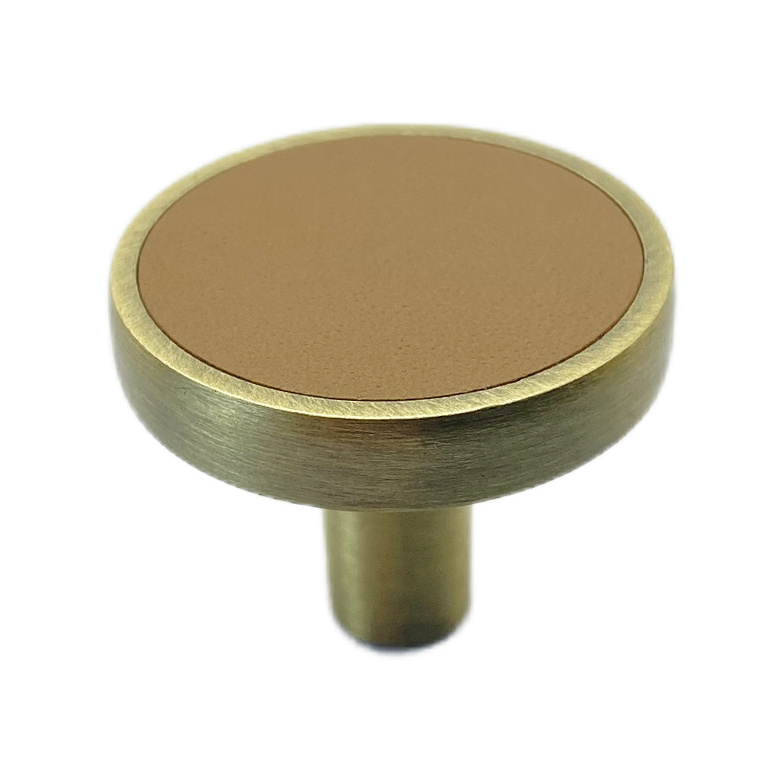 High-end leather brass gold knobs base pulls Furniture Single Hole Pull Handles For Doors Cabinets Cupboards Drawer Pulls Knobs