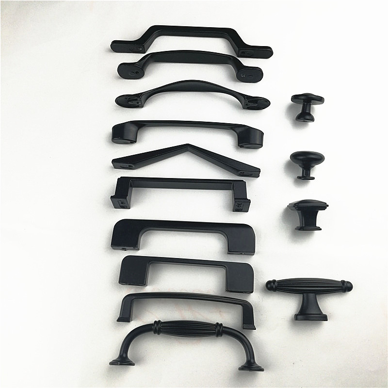 Aluminum Alloy Black Cabinet Handles American Style Solid Kitchen Cupboard Pulls Drawer Knobs Furniture Handle Hardware