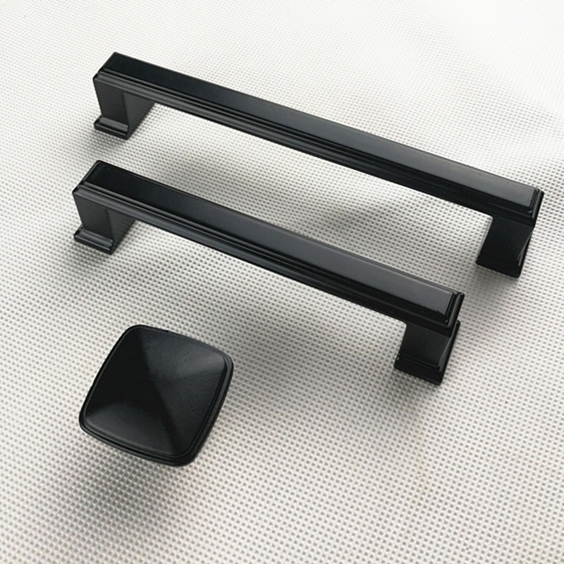 Aluminum Alloy Black Cabinet Handles American Style Solid Kitchen Cupboard Pulls Drawer Knobs Furniture Handle Hardware