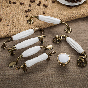 Cabinet Handles Drawer Knobs Wardrobe Door Furniture Hardware Zinc Alloy Antique Bronze Ceramic White Handle