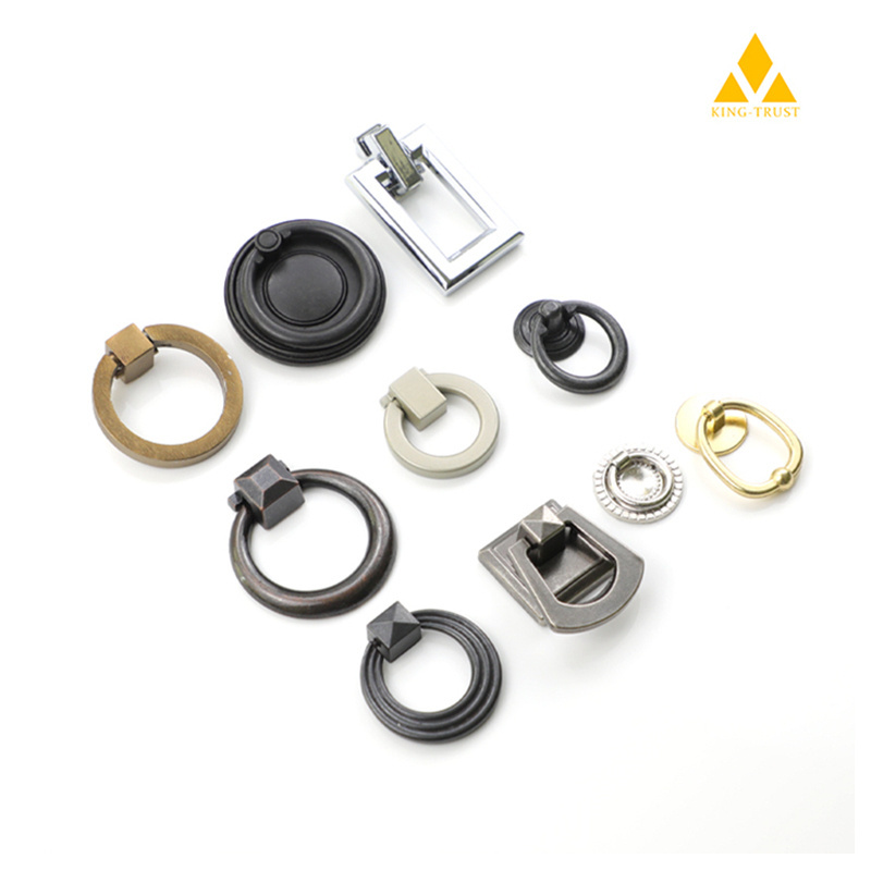 Circle Ring Handles Color Gold Silver Black Ring Zinc Alloy Handles Pulls Cabinet Drawer Knobs For Furniture Hardware