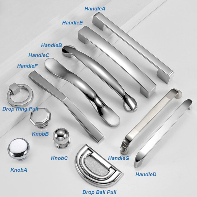 Custom Chrome handle metal pull Cheap Collection Bright Chrome Wardrobe Cabinet Handle pull