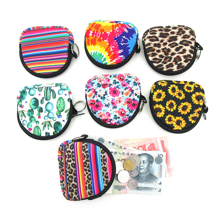 Wholesale RTS Neoprene Sublimation Mini Wallet Coin Purse/Pouch/Wallets & Holders