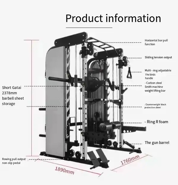 Home Gym Cable Crossover Machine Squat Rack Multi-functional Trainer Smith Machine Crossover Trainer Smith Machine