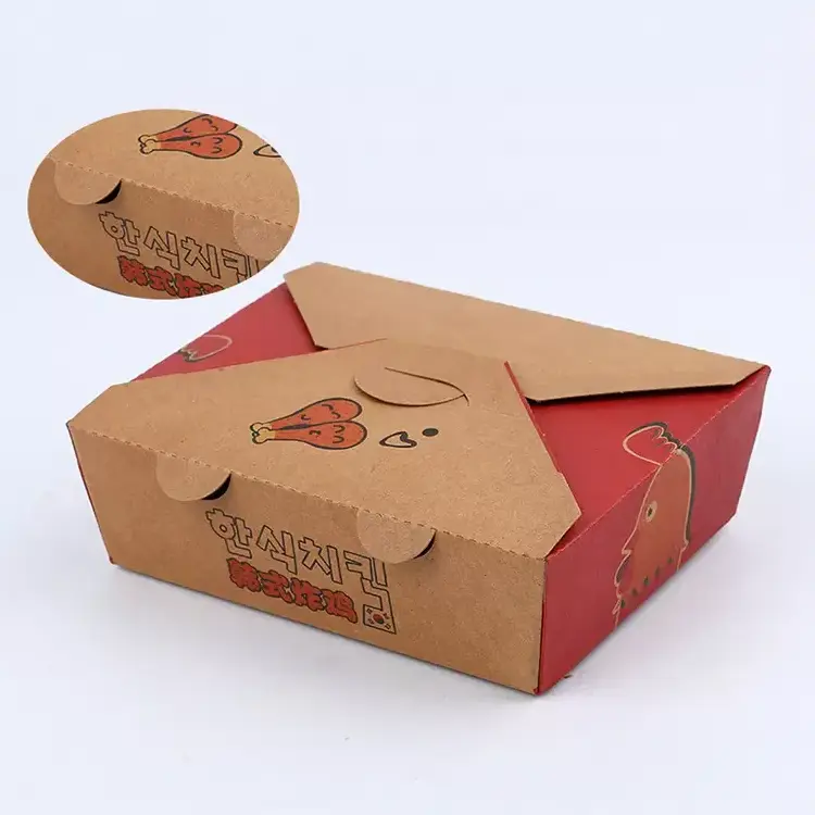 Custom Logo Wholesale Packaging Boxes Food Fries Chips Burger Chicken Coated Paper Packaging Boxes