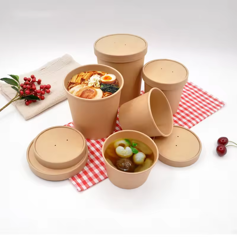 Disposable Wholesale 8oz-32oz PE Coated white paper bowl 1500ml container paper cup Soup Cup Custom Logo paper plates bowls