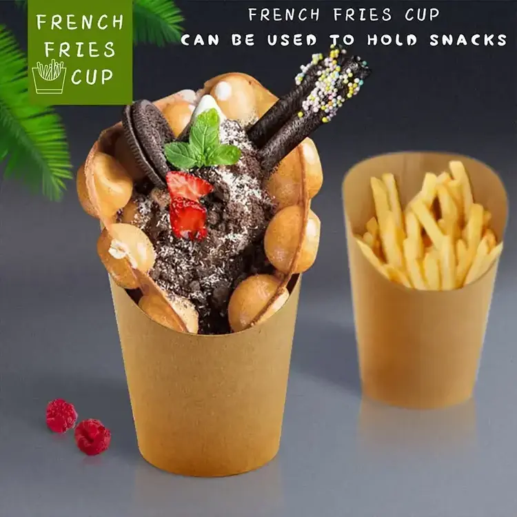 16OZ Waffles Paper cone paper holder for French fries crepe pancake food box