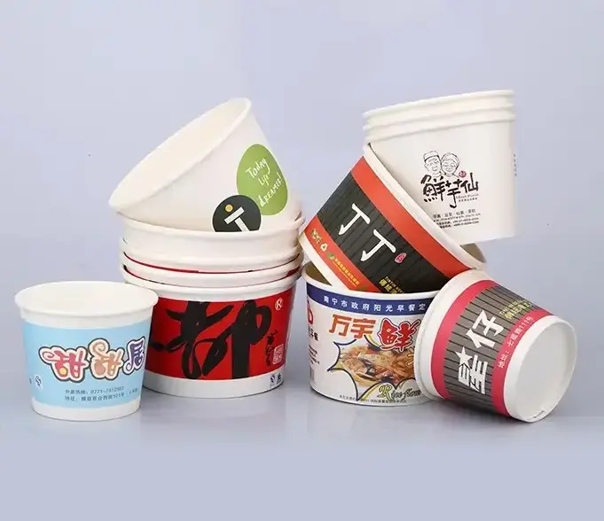 Custom Logo 8 12 16oz Disposable Food Grade Packaging Biodegradable Ice Cream Wrapping Paper Bowl Paper Soup Cup