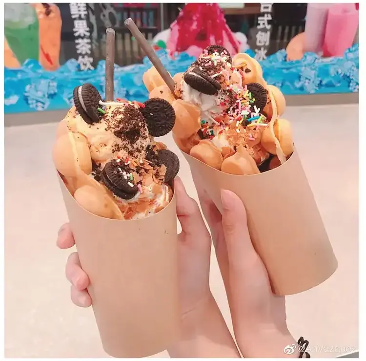 16OZ Waffles Paper cone paper holder for French fries crepe pancake food box