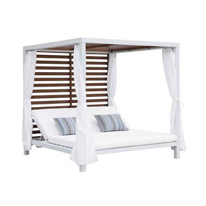 High end quality resort,hotel pool side white aluminum outdoor daybed with canopy sunbed outdoor furniture