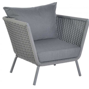 Modern grey weaved rope outdoor furniture aluminum rope outdoor lounge set with waterproof cushion outdoor rope sofa