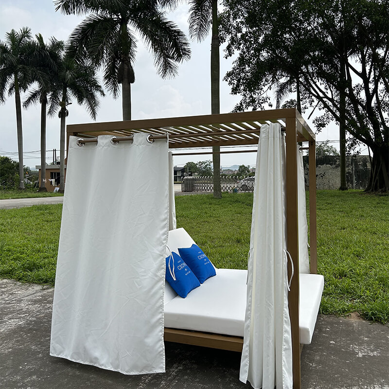 High end quality resort,hotel pool side white aluminum outdoor daybed with canopy sunbed outdoor furniture