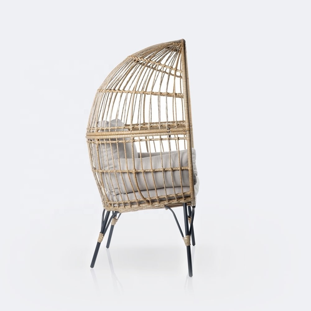 Large size wicker accent swing basket chair swing chair hanging egg rattan with waterproof cushion