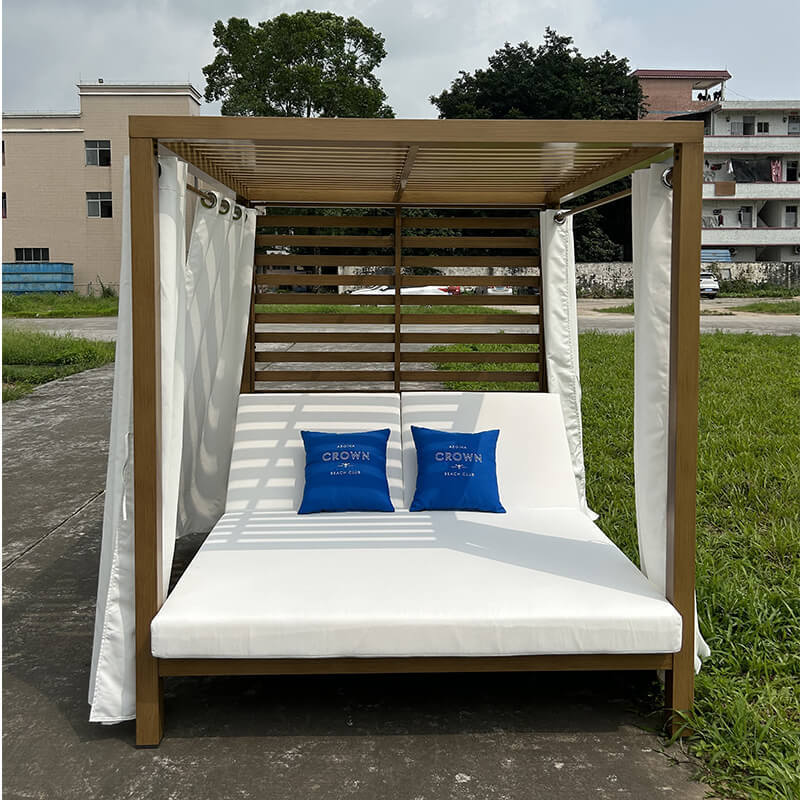 High end quality resort,hotel pool side white aluminum outdoor daybed with canopy sunbed outdoor furniture