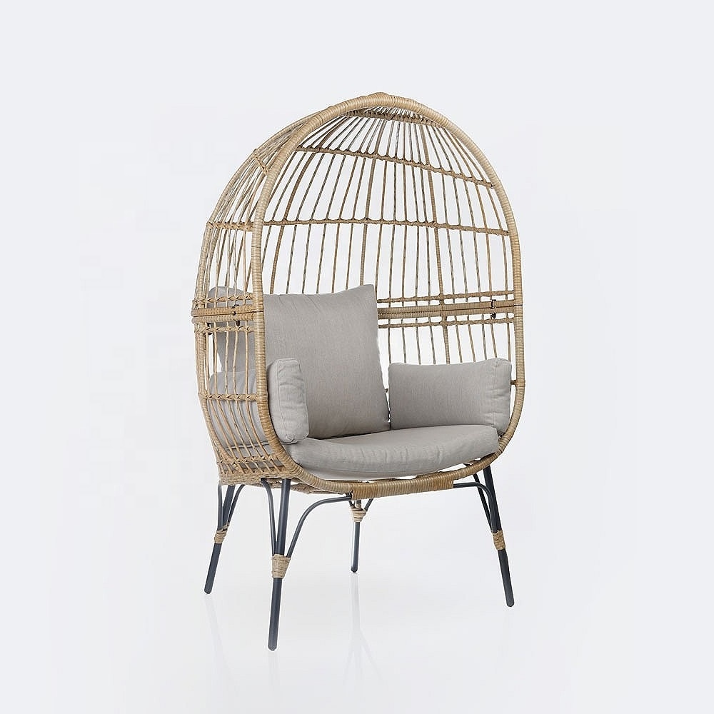 Large size wicker accent swing basket chair swing chair hanging egg rattan with waterproof cushion