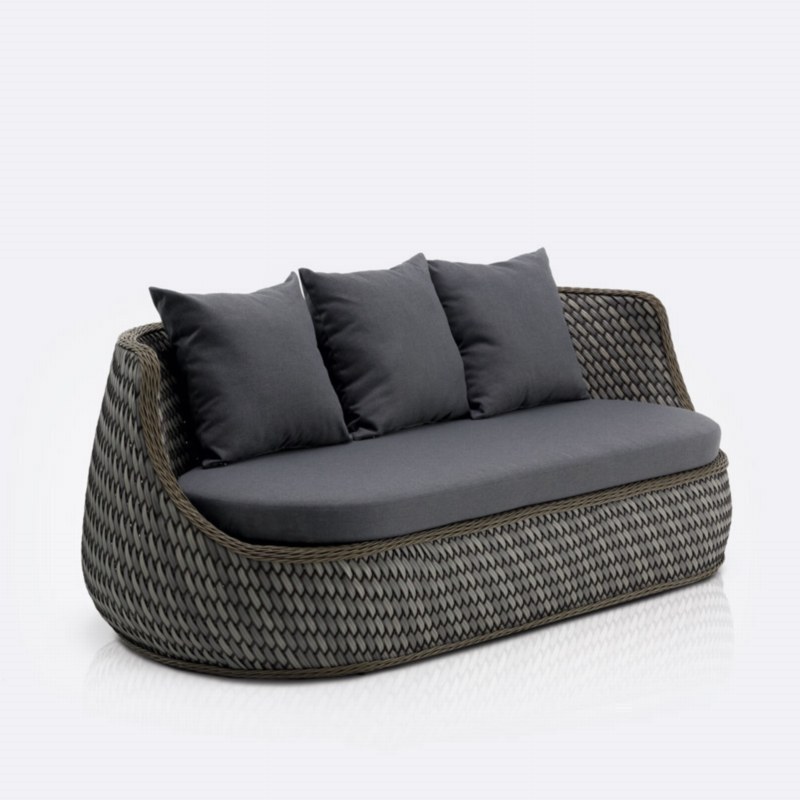 Curved design rattan garden furniture outdoor wicker sofa resin garden furniture with waterproof cushion