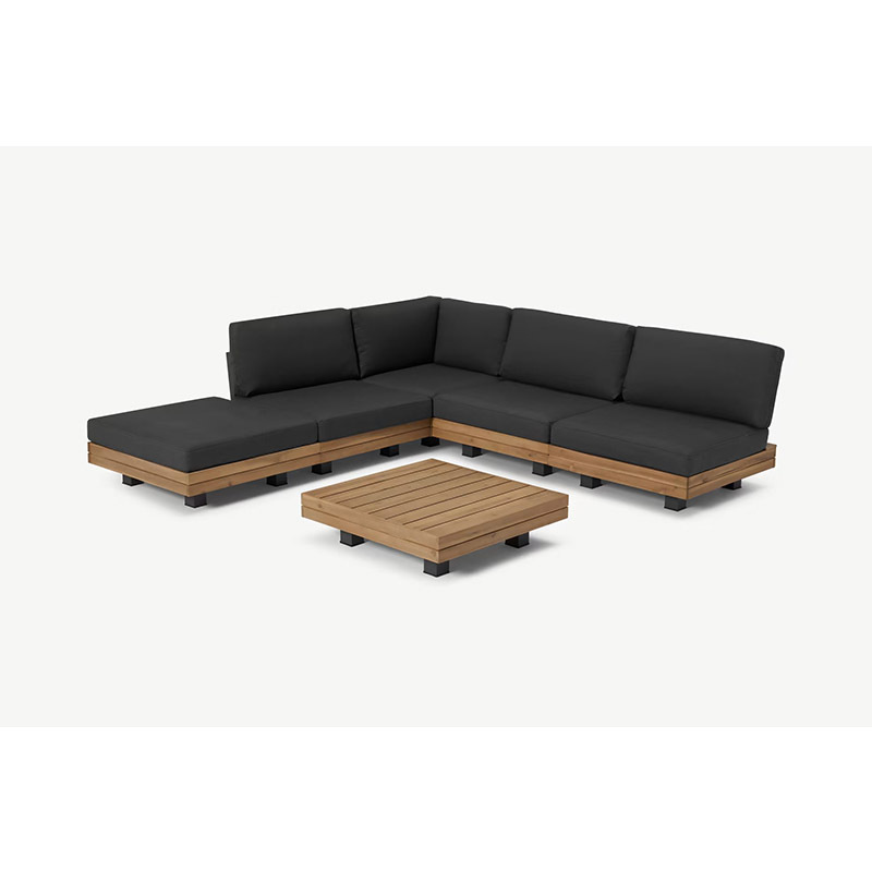 Best corner modular lounge set outdoor sofa teak patio furniture with teak wood coffee table