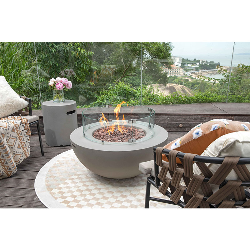 Outdoor oversized garden patio furniture set terrazzo concrete coffee table fire table fire pit