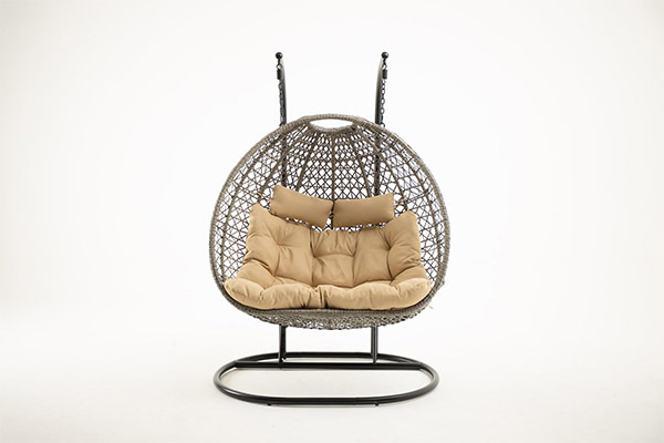 Large size wicker accent swing basket chair swing chair hanging egg rattan with waterproof cushion