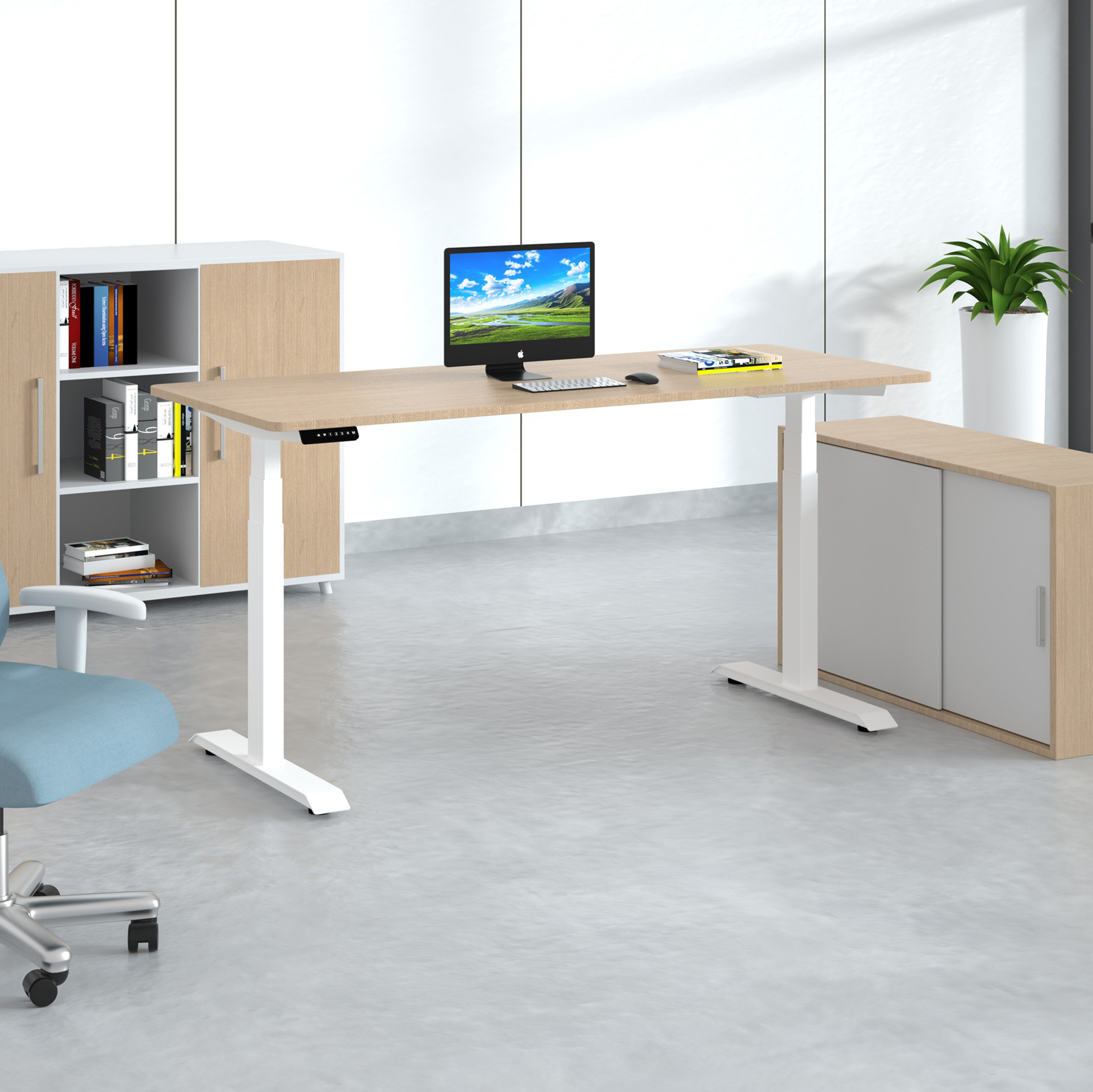 Dual Motor Two Legs Electric Ergonomic height adjust Sit to Stand Desk