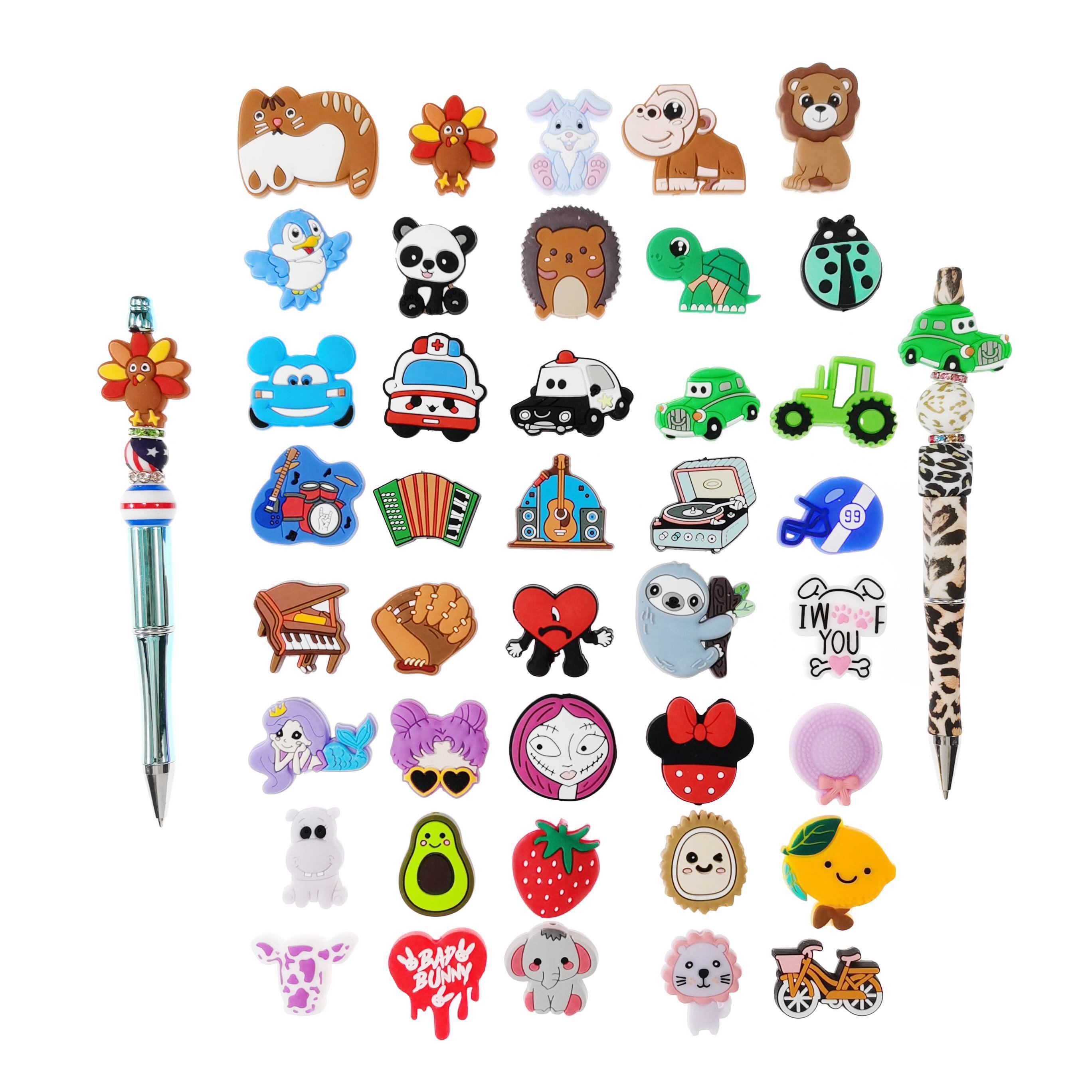 Best Sale Cartoon Mix Animal Shape Focal silicone teething beads For Pens Making Bracelet Keychin Jewelry