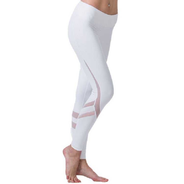 high Waisted workout leggings sport mesh panel camel toe leggings white sexy  yoga pants