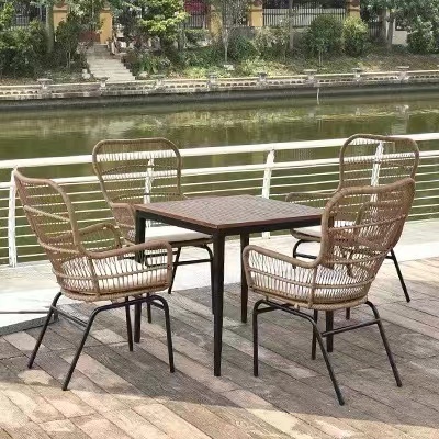 High Quality Outdoor Garden Furniture Rattan Dining Set 6 Chairs Table Sets