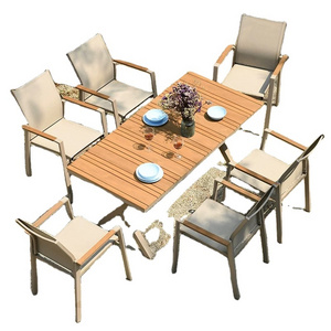 High End Outdoor Garden Table Chair Set WPC Wood Tables Armchairs