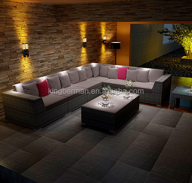 Trendy Garden Furniture of House Modern L Shape Rattan Sofa Set Used Hotel Lobby Furniture