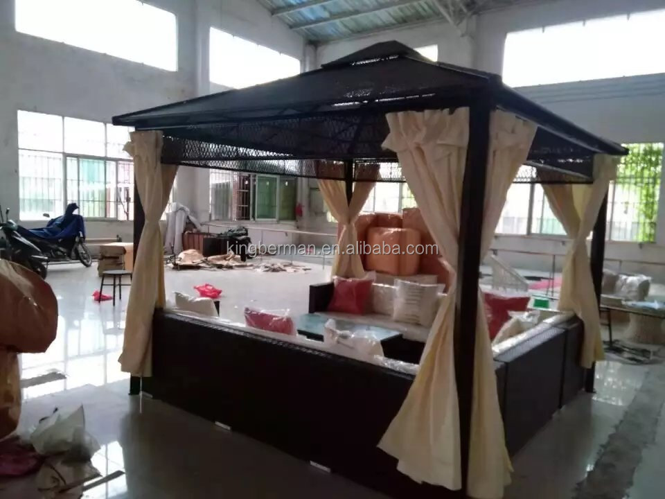 Outdoor Furniture Rattan Gazebo Tent Stackable Rattan Outdoor Wicker Patio Furniture