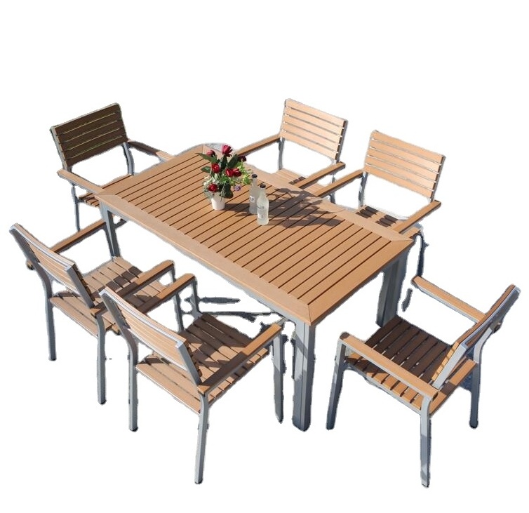 Garden Furniture Outdoor Dining Table Sets Plastic Wood Table And Chairs